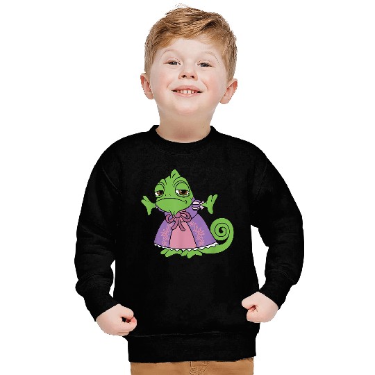 Disneyss Tangled Cute Pascal Dressed Up Big Chest Portrait Sweatshirts