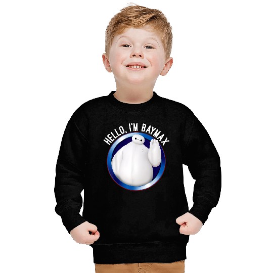 Disneyss Big Hero 6 Baymax Wave Hello Circle Graphic Sweatshirts