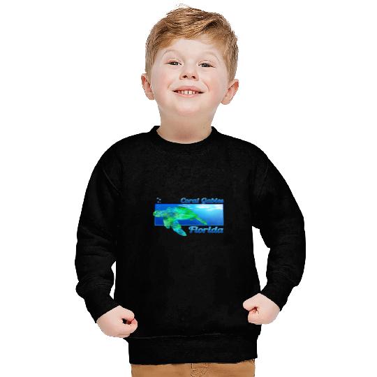 KV9 Turtle Coral Gables Florida Swimming Sea Turtle Sweatshirts