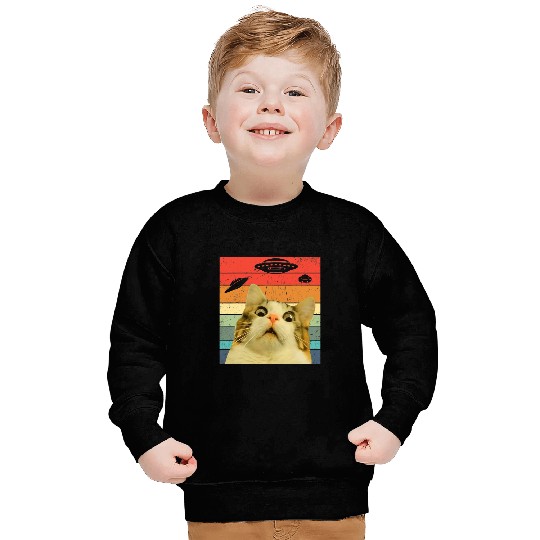 Cat Paws Tee Funny Galaxy Cat Spaceship Alien Cat UFO Sweatshirts