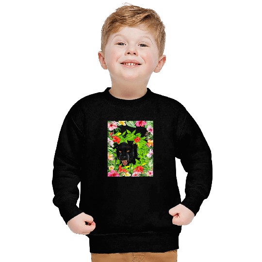 black cats Paws Black jaguarss panthers Cat In Ropical Floral Frame Sweatshirts