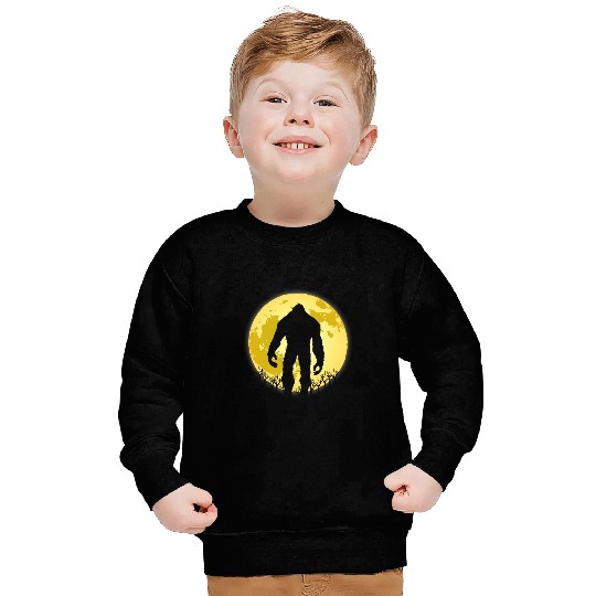 Scary Cryptid ghosts Forest a yellow Full Moon with Bigfoot Sweatshirts