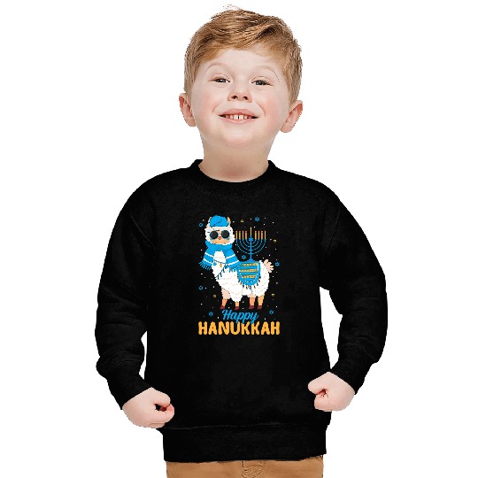 Lama Llama Funny Jewish Alpaca Llama Menorah Happy Hanukkah Chanukah Sweatshirts