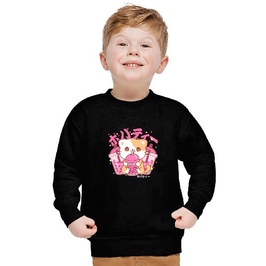 Cat Paws Boba Tea Cat Bubble Tea Chibi Drawing Sweatshirts