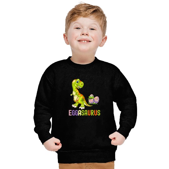Dinosaur Dino Cute Eggasaurus Stegosaurus Egg Dinosaur Happy Easter TRex Sweatshirts