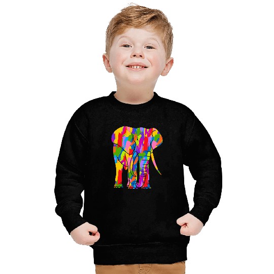 Elephants Lover Art Rainbow Color Animal Art Sweatshirts