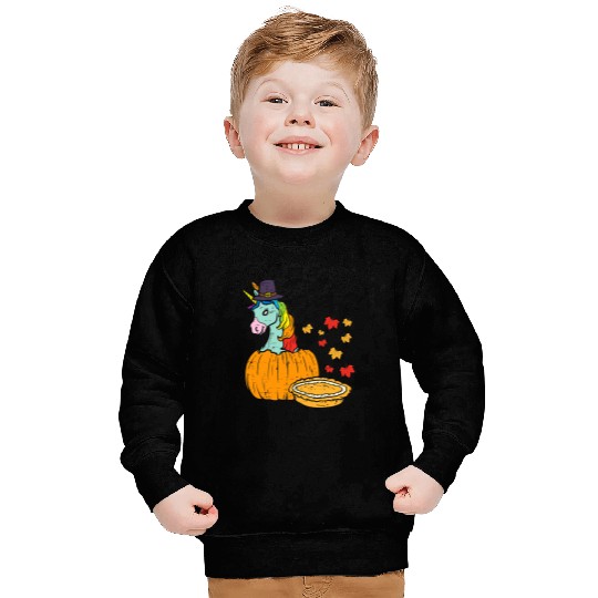 Unicorns Cute Unicorns vintages Rainbow Pumpkin Cakes Fall Maple Leaves Sweatshirts