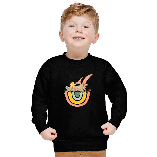 Dinosaur Dino Pterodactyl Dino Rainbow Boho Bohemian Flowers Sweatshirts
