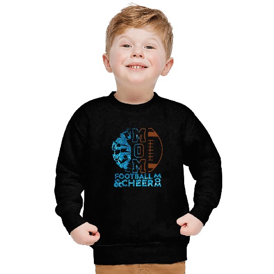 Football Gift Cheer Football Cheerleading Mom Of Both Messy Bun Bleached 2 Sweatshirts