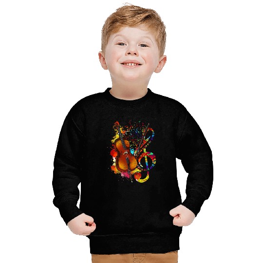 Cello Lover Colorful Treble Clef Orchestra Cello Player Cellist Cello Sweatshirts
