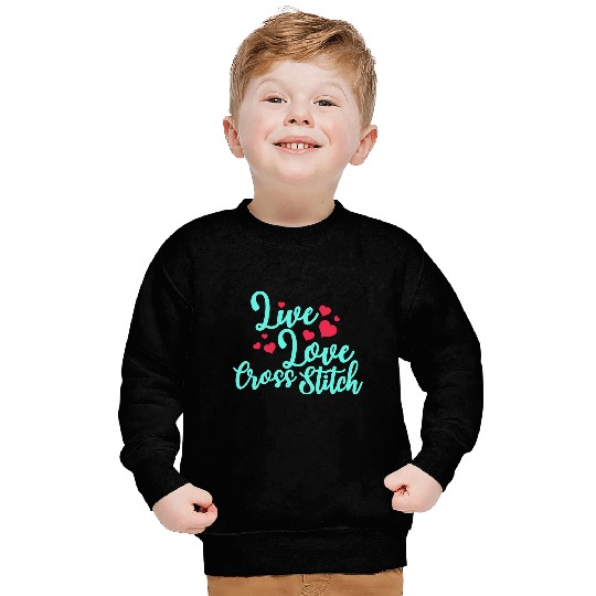 Womens Live Love Cross Stitch Sweatshirts