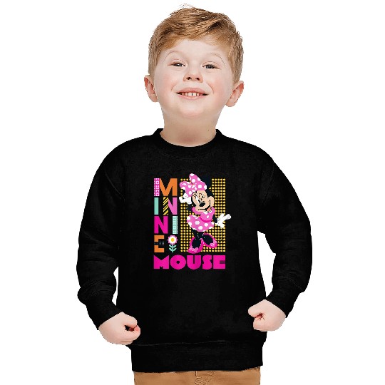 Disneyss Minnie Mouse Smiling Polka Dot Retro Logo Stack Sweatshirts
