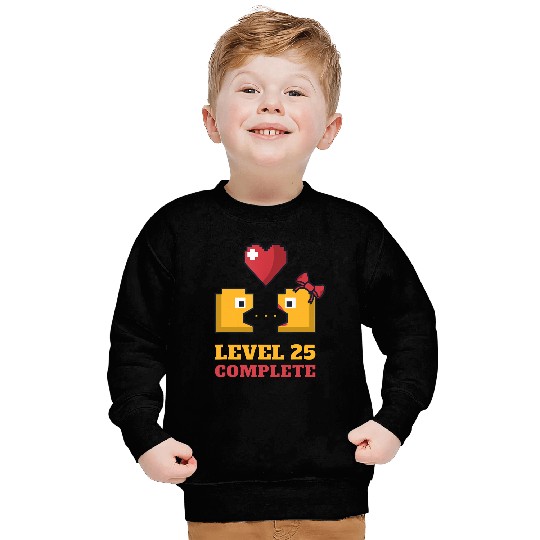 Funny Gamers Level 25 Complete 25th Wedding Anniversary Sweatshirt