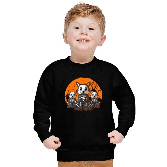 Corgi Skeleton Halloween Cute Graphic Sweatshirt