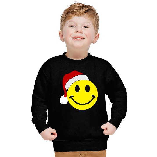 Smiley Face Wears Santa Hat Merry Christmas Sweatshirts