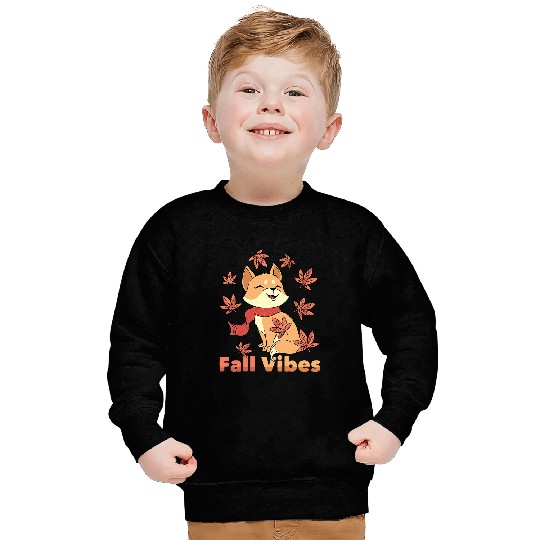 Fox Lover Fall Vibes Wildlife Fox Autumn Season Maple Leaves Sweatshirts
