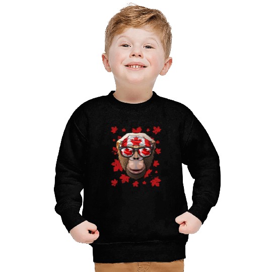 Canadian Chimpanzee Patriotic Canada Flag Maple Leaf Pride Sweatshirts