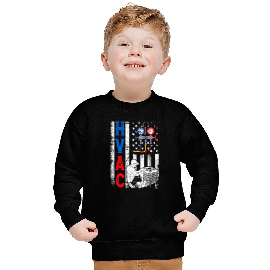 Distressed Proud USA HVAC Tech American Flag HVAC Technician Sweatshirts