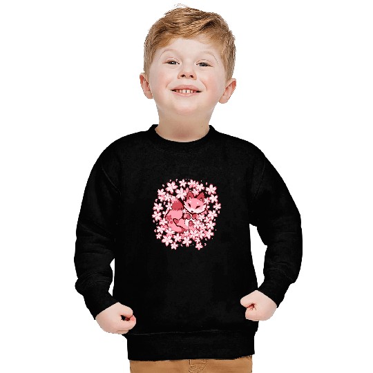 Fox Lover Cherry Blossom Fox Cute Pink Fox Sweatshirts