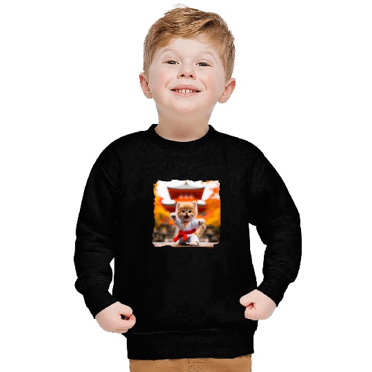 Karate kitten karategi autumn Japanese temple martial arts Sweatshirts