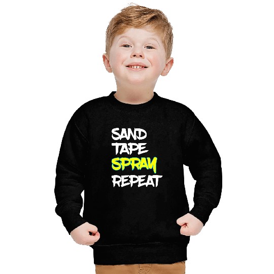 Auto Body Painter Sand Tape Spray Repeat Autobody Technician 1 Sweatshirts