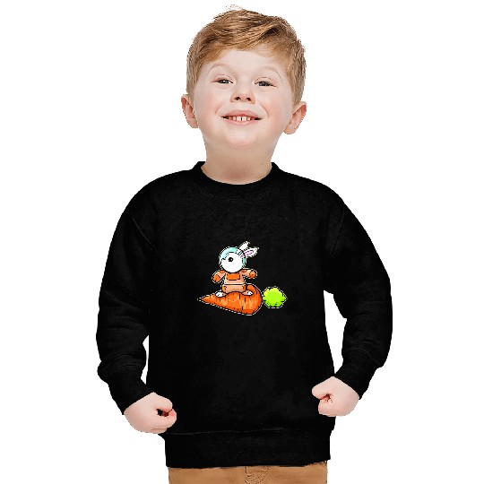 Surf Life Cute Astrnaut Bunny Surfing On A Carrot On Easter Sweatshirts