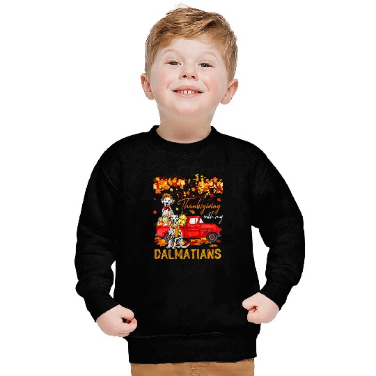 Dalmatian Thanksgiving With My Dalmatians On Pickup Truck Fall Tree Dalmatians Dog Sweatshirts