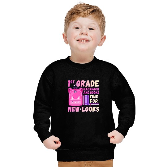 Back To School 1st Grade Girl Pink School Backpack cat Sweatshirts