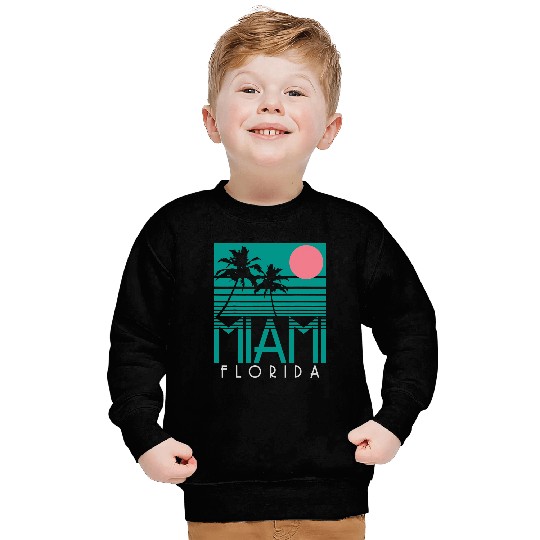 Surf Life Miami Florida vintages Retro Palm Trees Beach Summer Surf Sweatshirts