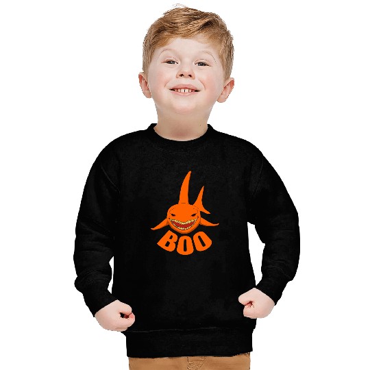 Funny Halloween Orange Boo Shark Sweatshirts