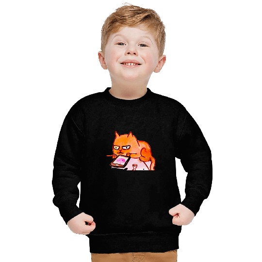 Cat meme cute kitten artwork meow kitty portrait silly cat Sweatshirts