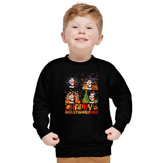 Halloween Thanksgiving Christmas Ladybug Hallothanksmas Sweatshirts