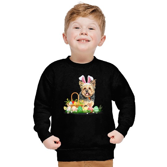 Cute Yorkie Easter Day Bunny Eggs Easter Costume Sweatshirts