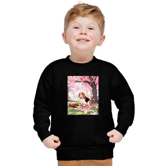 Beagle Cherry Blossom Funny Dog Picnic Sweatshirts