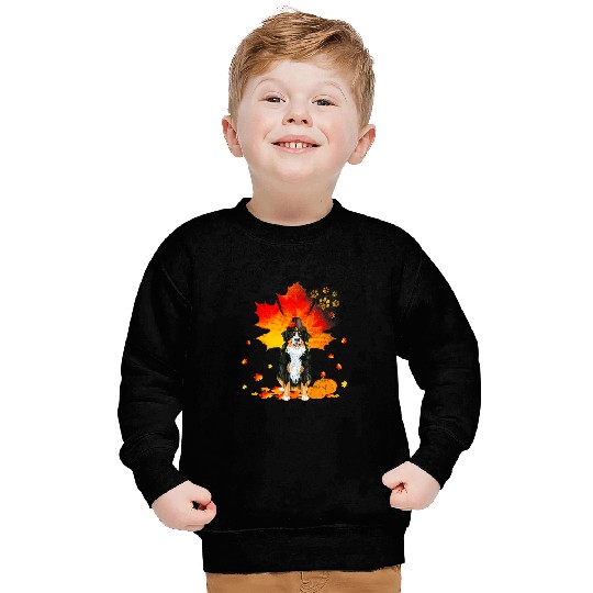 Bernese Mountain Pet Lover Autumn Leaf Fall Leaves Pumpkin Sweatshirts
