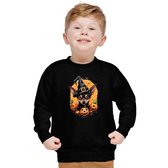 Miniature Pinscher Pet Halloween Witch Pumpkin Sweatshirts