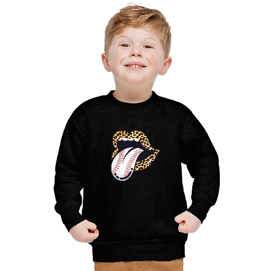 Sport Baseball Cheetah Print Leopard Tongue Lips Baseball Player Sweatshirts