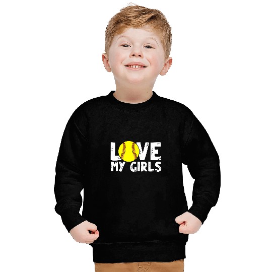 Sport Softball Fathers Day Cute Softball Mom And Dad Love My Girls 1 Sweatshirts