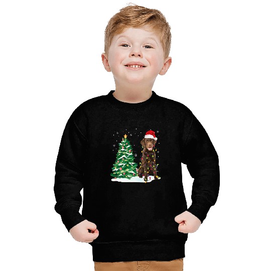 Labrador Pet chocolate labrador Christmas Lights Decor xmass Tree Sweatshirts
