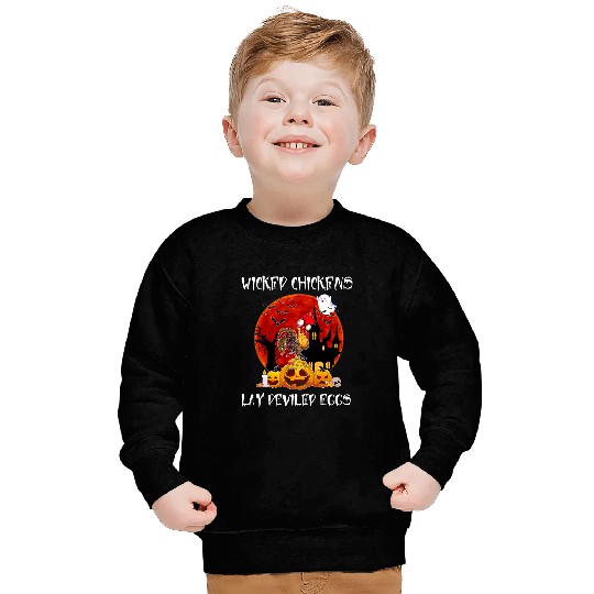 Farmer Wicked Chickens Lay Deviled Eggs Halloween Pumpkin Sweatshirts