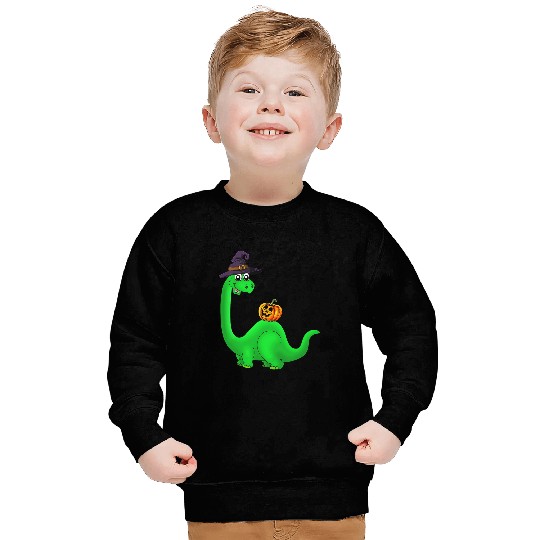 Dinosaur Pet Brachiosaurus Witch Pumpkin Halloween Dinosaur Brontosaurus Sweatshirts