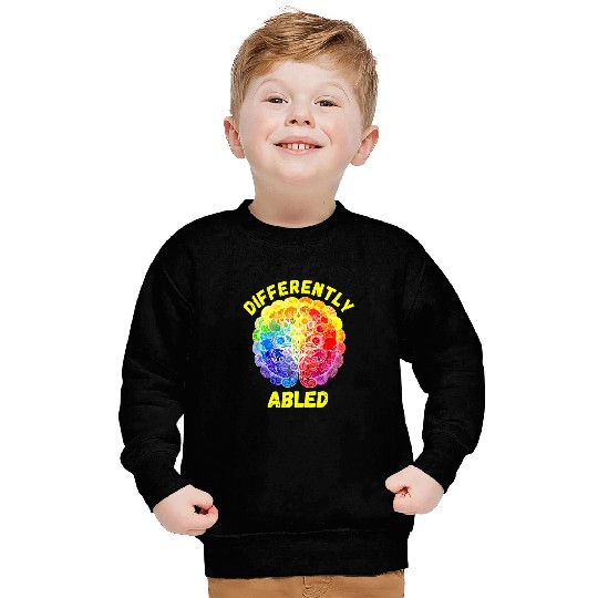 Autism Puzzle Differently Abled NeuroDiversity Autism Rainbow Brain Art Sweatshirts