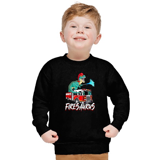Dinosaur Pet Firefighter Firesaurus  Fighter Firetruck Fireman Dinosaur T Rex Sweatshirts