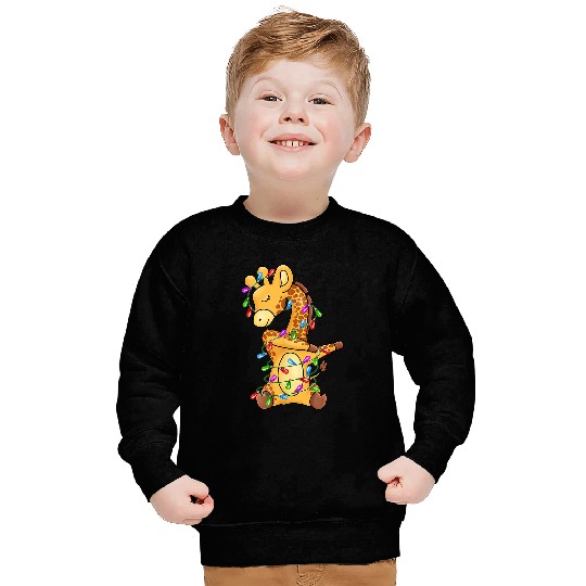 Giraffe Pet  Giraffes Christmas Tree Lights Sweatshirts