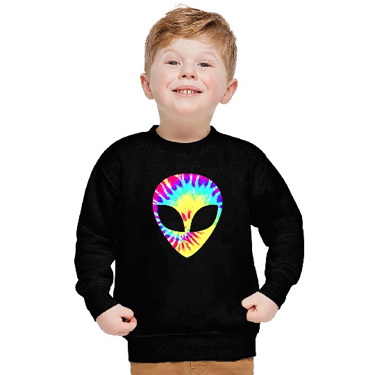Aliens UFO Trippy Alien Hippie Rainbow Hippie Face Sweatshirts