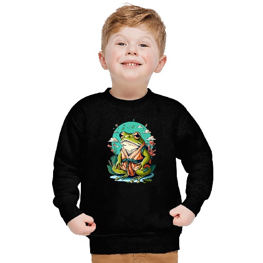 Frog Pet cute cottagecore frog grumpy japanese frog karate sensei Sweatshirts