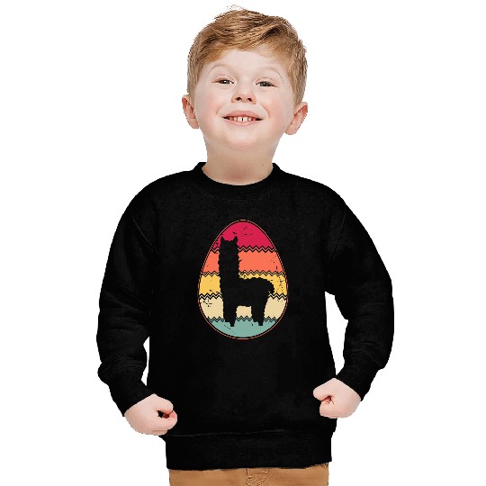 Llama Pet Retro Easter Egg Kids Men Women vintages Easter Sweatshirts