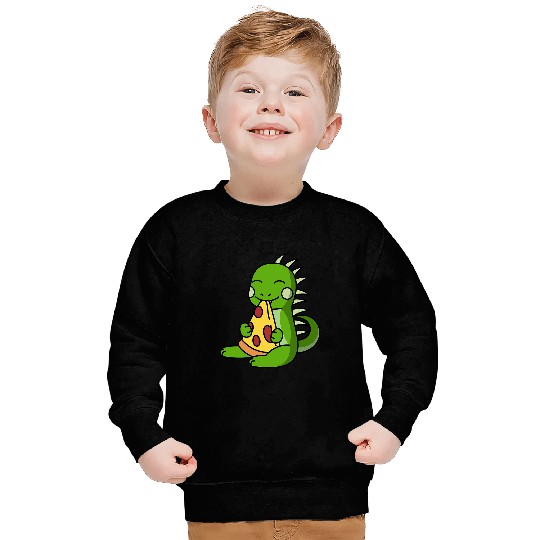 Iguana Pet Lover Eating Pizza Pet Sweatshirts