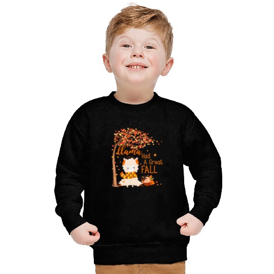 Llama Pet Had A Great Fall Autumn Tree Maple Leaves Pumpkin Sweatshirts