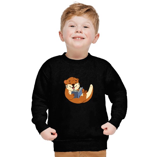 Otter Pet Otter Reading a Book Sweatshirts